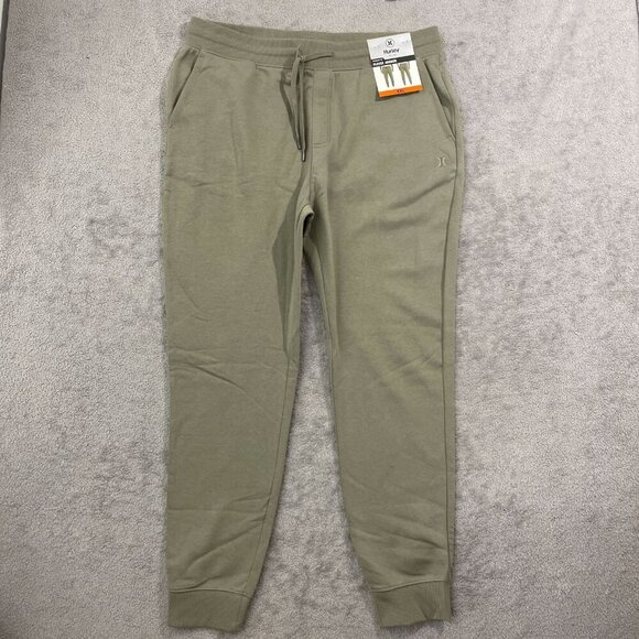 NEW Hurley Men's XXL Fleece Jogger Regular Fit Cotton/Polyester Olive Green - Picture 2 of 8